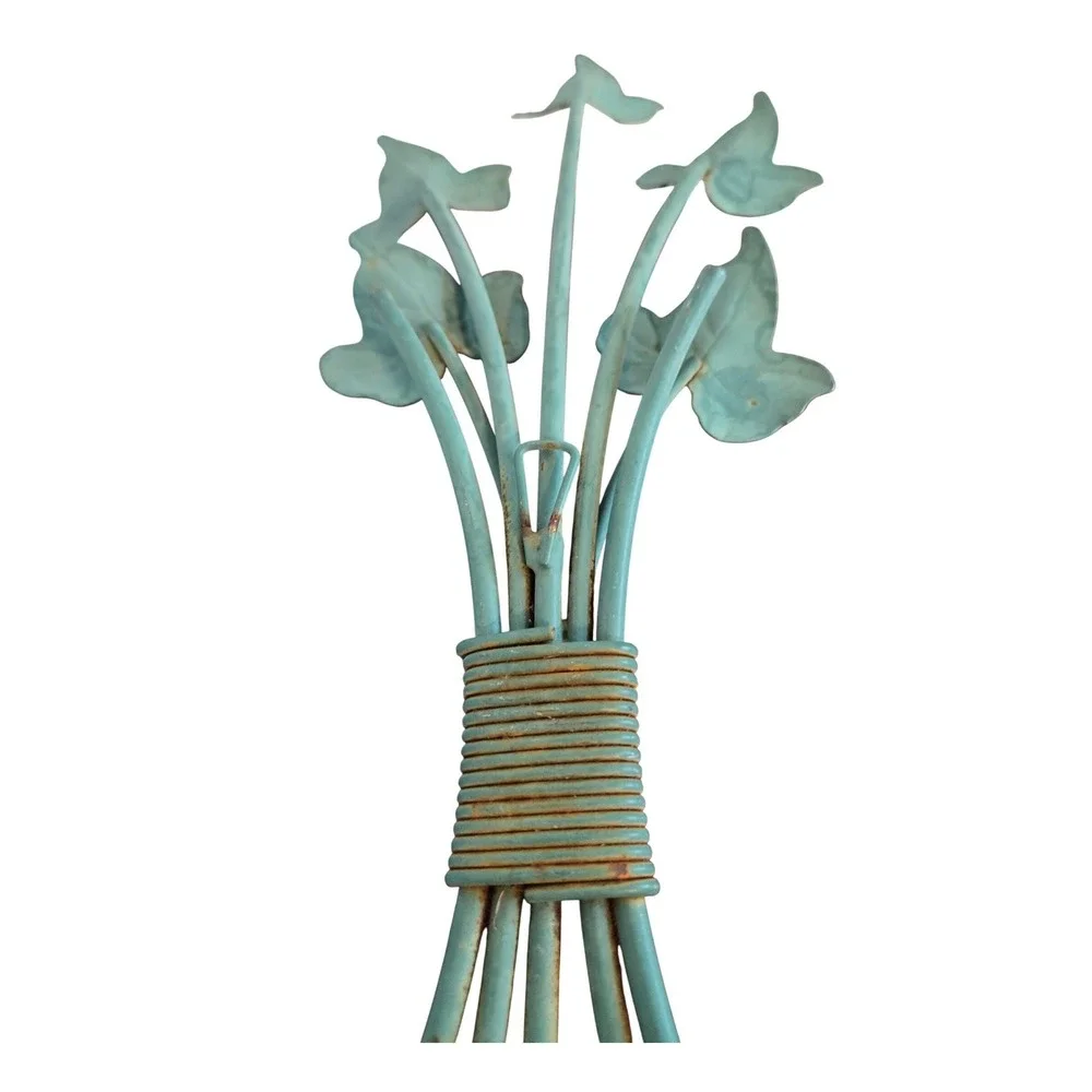Vintage Ivy Leaf Wall Sconce (Pair of 2) Blue Green Metal‎ Candle Holder